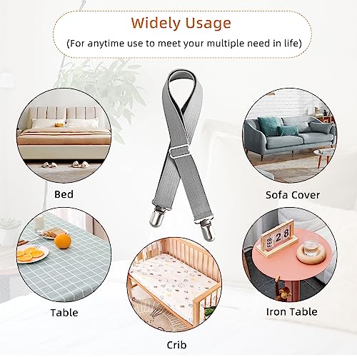 8Pcs Adjustable Bed Sheet Straps Clips