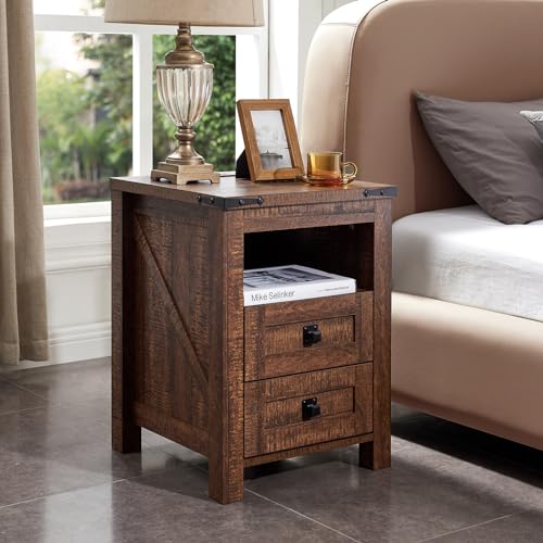 18" Farmhouse Nightstand with Charging Station
