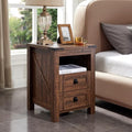 18" Farmhouse Nightstand with Charging Station