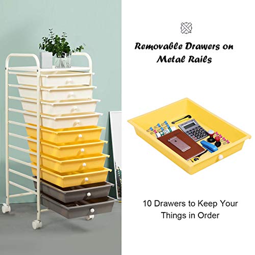 10 Drawer Rolling Storage Cart Scrapbook Paper Office School Organizer