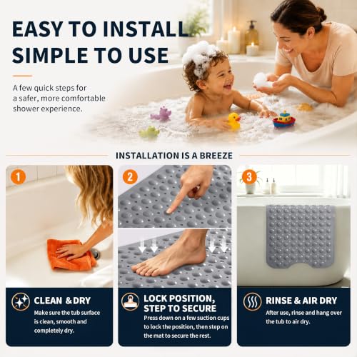 Non Slip Bath Mat for Tub 40x16
