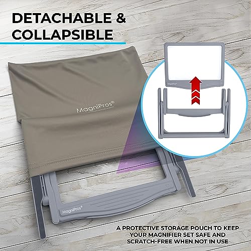 Patented 5X Large LED Page Magnifier with Detachable Stand