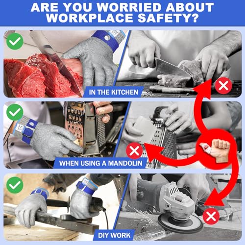Cut Resistant Gloves Food Grade & Stainless Steel Mesh for Oyster Shucking Butcher Kitchen Meat and Fish Slicing
