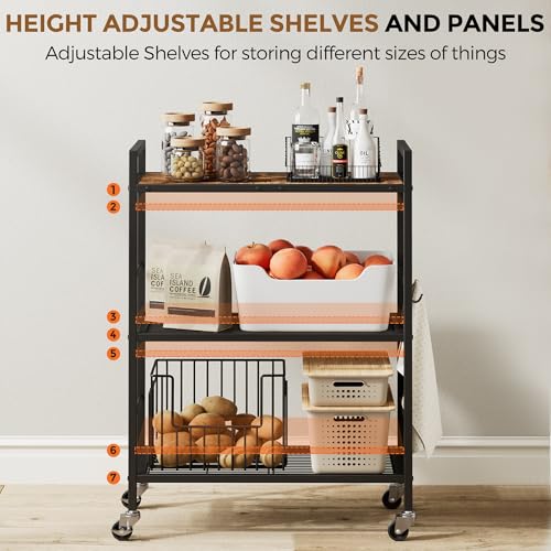 3 Tier Metal Storage Rack with Industrial Wheels