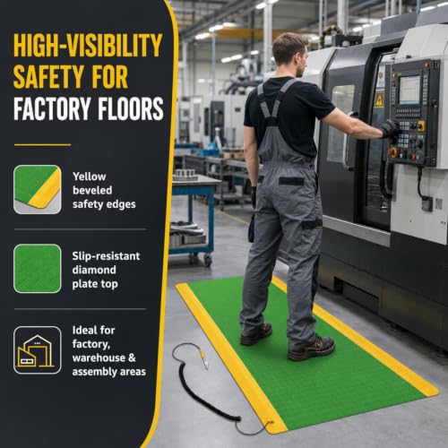 1 Pack 3'x5' ESD Anti Fatigue Mat with Ground Wire