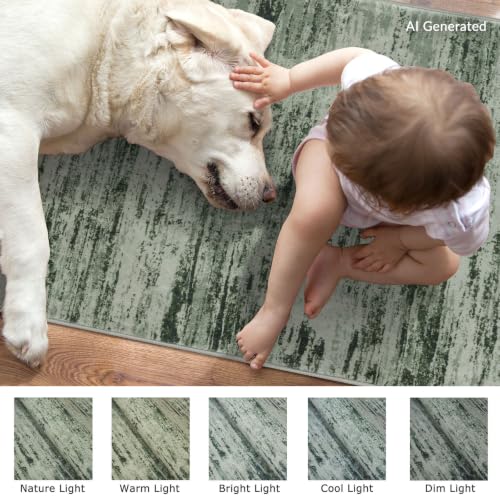 Modern Abstract Washable 2x5 Runner Rug Non Slip Kitchen Rugs (10 Sq Ft)