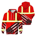 Safety Hoodie Red US Flag Customize Name High Visibility Hoodie for Men Reflective Hoodie Hi Vis Construction Workwear for Runners