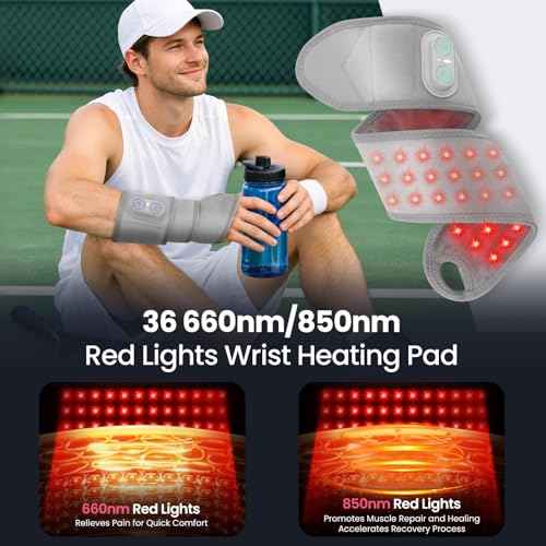 Wrist Heating Pad Brace Wrap Red Light Massage Carpal Tunnel