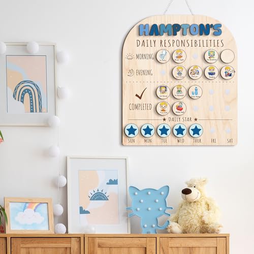 Personalized Wooden Chore Chart for Kids 15x17"