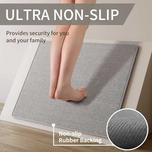 Kitchen Rugs Kitchen Mats for Floor Non Slip Washable Gray 17"x47"