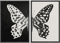 Framed Canvas Wall Art Black and White Butterfly Prints Minimalist Modern Art Boho Wall Decor for Bedroom (2 Count)
