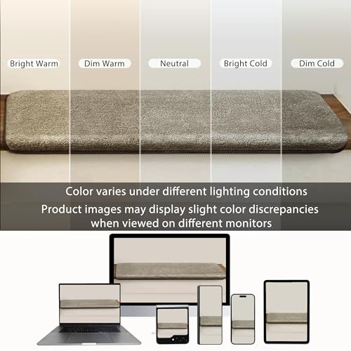 Bullnose Carpet Stair Treads Ultra Plush Cream Gray 7 Pcs (16.6 Sq Ft)