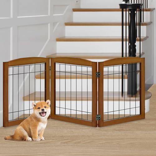 3 Panel Freestanding Foldable Wooden Dog Gate