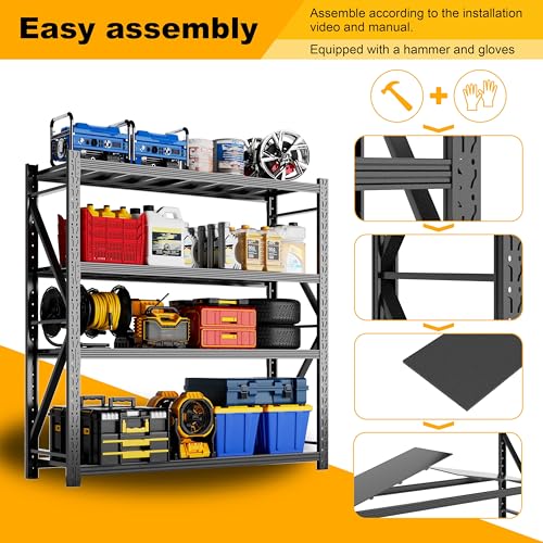 3 Sets Garage Shelves Heavy Duty 67" W Metal Garage Shelving Unit