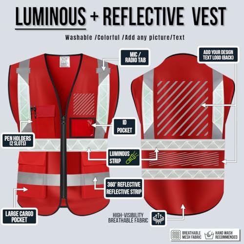 Luminous Safety Vest Customize Your Logo Work Vest with Luminous Hi