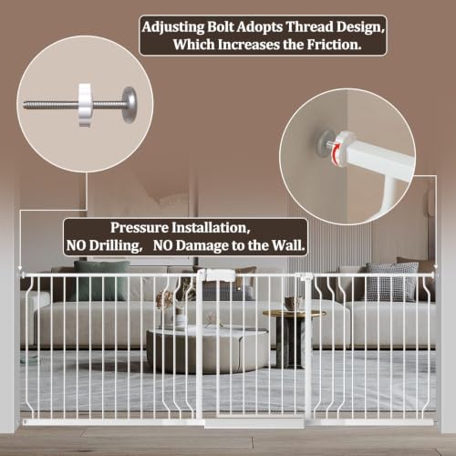 52.76 62.2" Extra Wide Baby Gate Pressure Mounted 30" Tall White