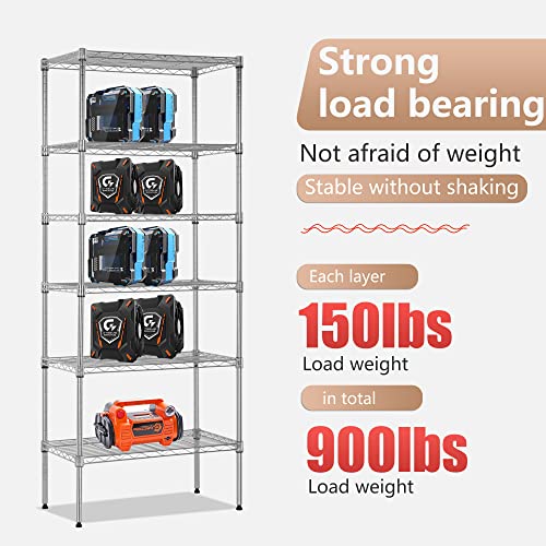 6 Tier Wire Shelving Units 23L x 13W x 59H Adjustable Metal Storage Rack NSF Pantry Shelves Kitchen Organization Shelf for Kitchen Garage Small Places Commercial