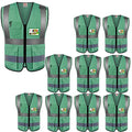 High Visibility Reflective Safety Vest with Multi Pockets 10 Pack Bulk