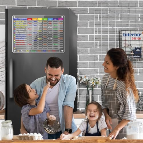 Acrylic Magnetic Chore Chart for Multiple Kids (13 Count)