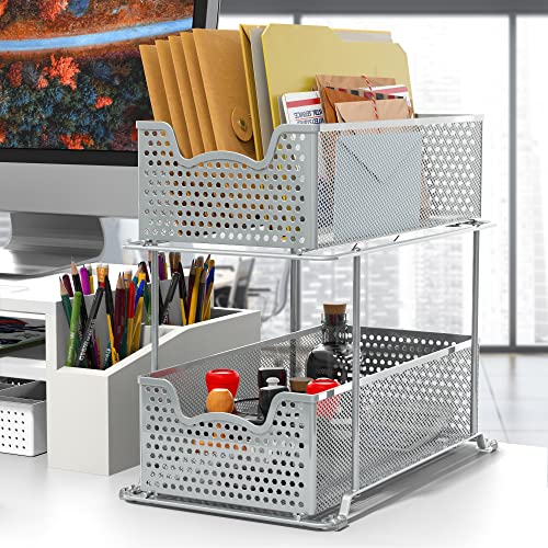 2 Tier Sliding Cabinet Basket Organizer Drawer (2 Count)