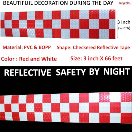 Red and White Reflective Tape Outdoor Waterproof 3 inch X 66 feet