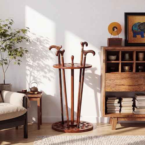 Rustic Wooden Walking Cane Stand Rack for 30 Canes