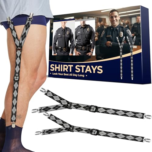 Shirt Stays wtith Non Slip Metal Clips Comfortable & Durable Elastic Bands Easy to Attach Great for Professionals