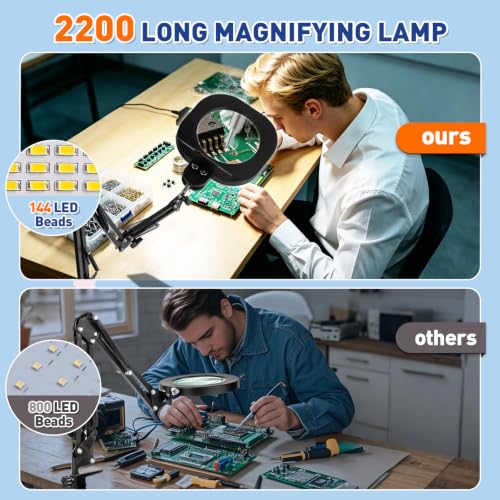 2200 Lumens 15X Magnifying Glass with Light and Clamp (40 Count)