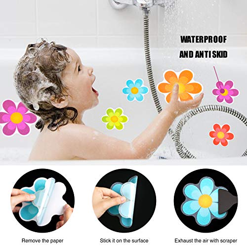 10PCS Flower Bathtub Non Slip Stickers with Scraper