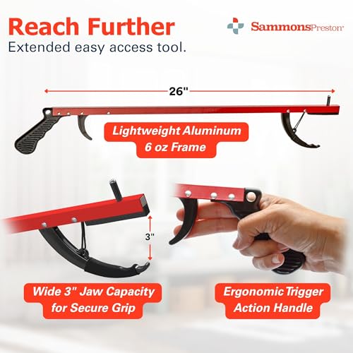 Reacher 26" Lightweight Grabber Reacher Tool with Magnetic Tip (3 Count)