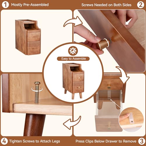 Nightstand with Drawers Set 2