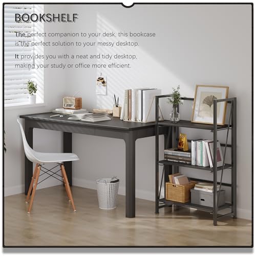No Assembly Extra Wide 6 Tiers Folding Bookshelf Storage Shelves Vintage Bookcase Standing Racks Study Organizer Home Office