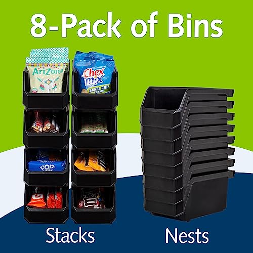 Medium Stackable Plastic Storage Bins (8 Count)