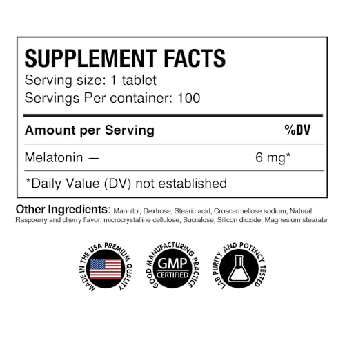 Melatonin Fast Dissolve 6mg Tablets (100 Count)