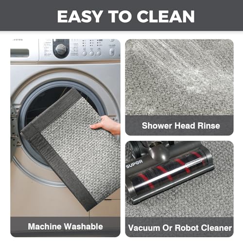 Kitchen Rugs Non Slip Washable Kitchen Mat Anti Fatigue Gray 17"x59" (6.96 Sq Ft)