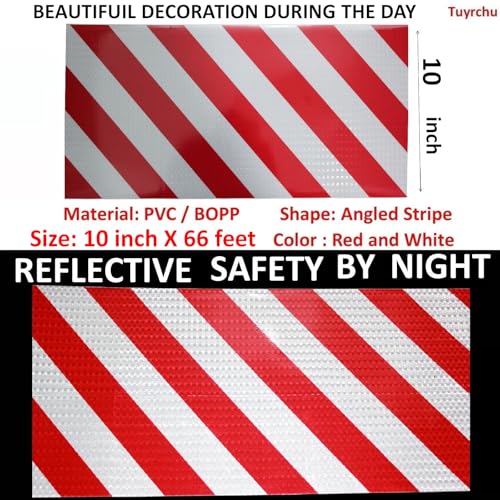 Red and White Reflective Tape Outdoor Waterproof 10 inch