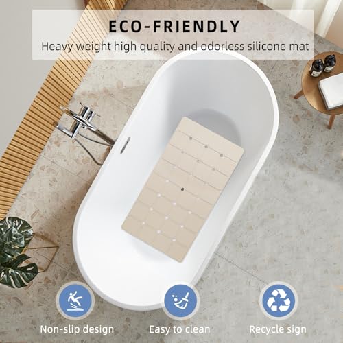 Bathtub Mat Non Slip 15" x 28" Silicone Foldable Tub Mat with Strong Suction Cups & Large Drain Holes