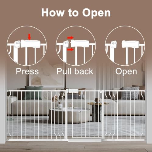 52.76 62.2" Extra Wide Baby Gate Pressure Mounted 30" Tall White