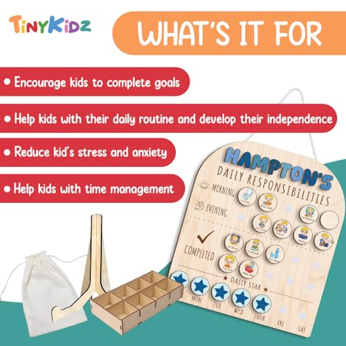 Personalized Wooden Chore Chart for Kids 15x17"