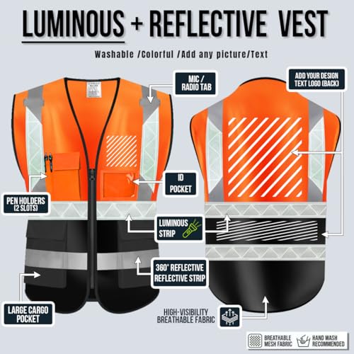 Luminous Safety Vest Customize Your Logo Work Vest with Luminous Hi
