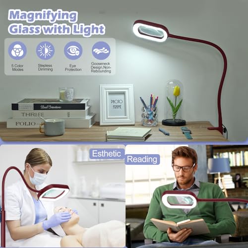 15X Rectangular Real Glass Magnifying Glass with Light and Stand
