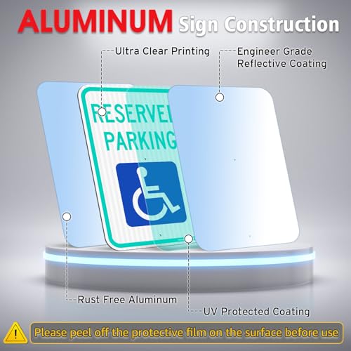 Large Reserved Parking Sign with 54" Metal Thick Stake (2 Count)