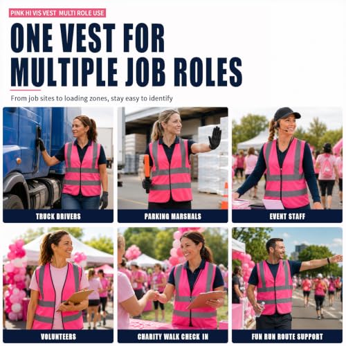 Company Logo Pink Reflective Work Vest