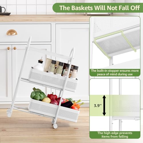 3 Tier Slim Rolling Cart with Drawer