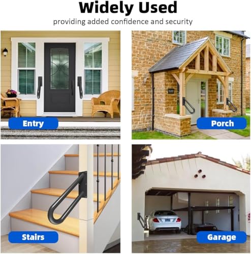 Hand Rails for Outdoor Steps Stair Railing Indoor Rail Metal Heavy Duty Non (2 Count)