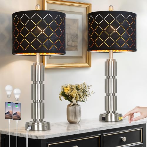 Set of 2 Modern Table Lamps for Living Room Bedroom (2 Count)