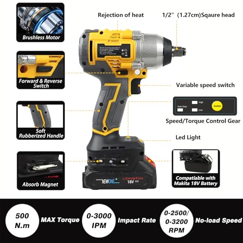 Crodless Impact Wrench with 2.0AH Battery