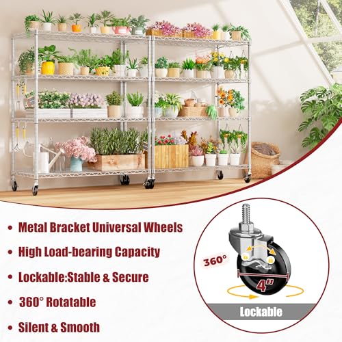 4 Tier NSF Steel 55.5" Wx24 Dx76 H Wire Shelving 2400lbs (6 Count)