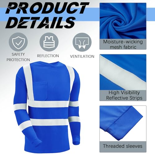 4 Pcs Reflective Safety T Shirt High Visibility Work Shirts with Hood Sun Protection Construction (4 Count)