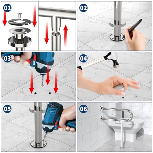 24x28 Inch Chrome Knurled Toilet Grab Bar with Toilet Paper Holder